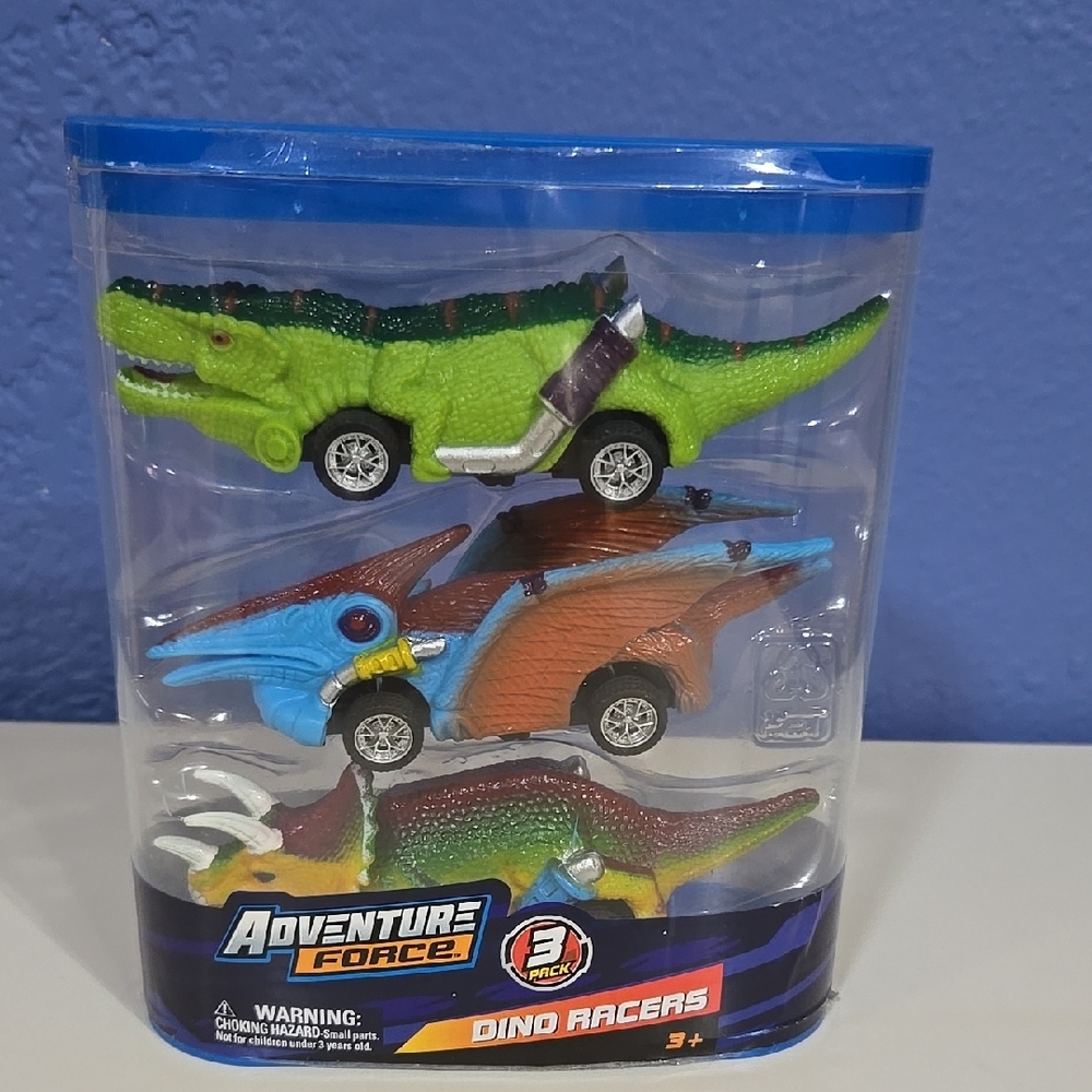 ADVENTURE FORCE 3 PACK Dino Racers DINOSAUR Toy Set VEHICLES NEW PACKAGE